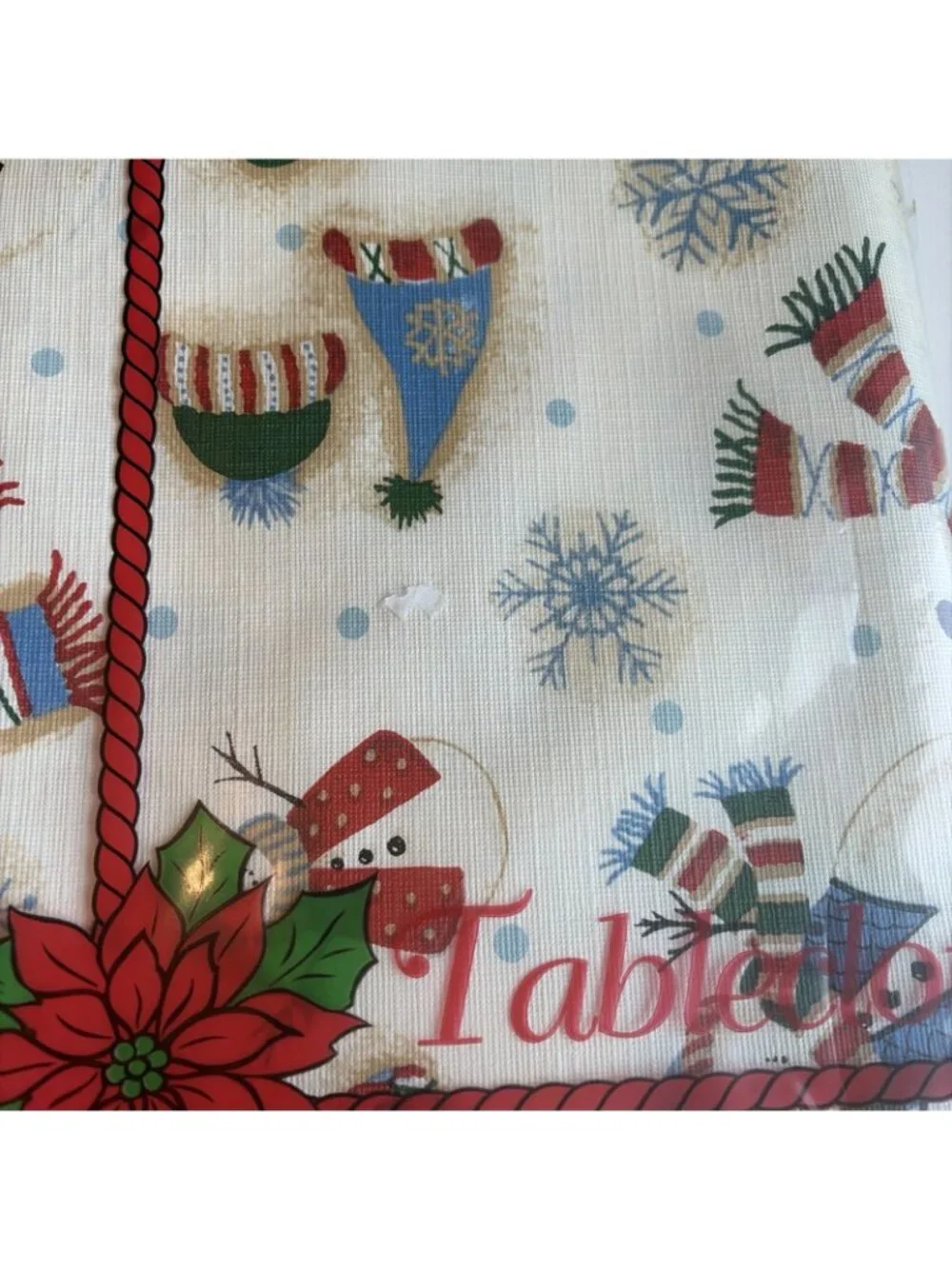 Vintage Holiday Vinyl Flannel Back Tablecloth 60X84